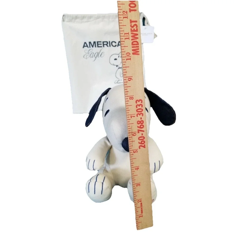American‎ Eagle + Peanuts Snoopy Canvas Denim Plush Toy Gift Bag Dead Stock NWT